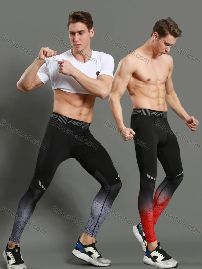 Wholesale Men's Athletic Workout Elastic Waist Ankle Length Gym Running Leggings N201#