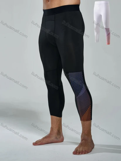 Wholesale Men's Athletic Workout Elastic Waist Colorblock Splicing Cropped Gym Running Leggings N2012#