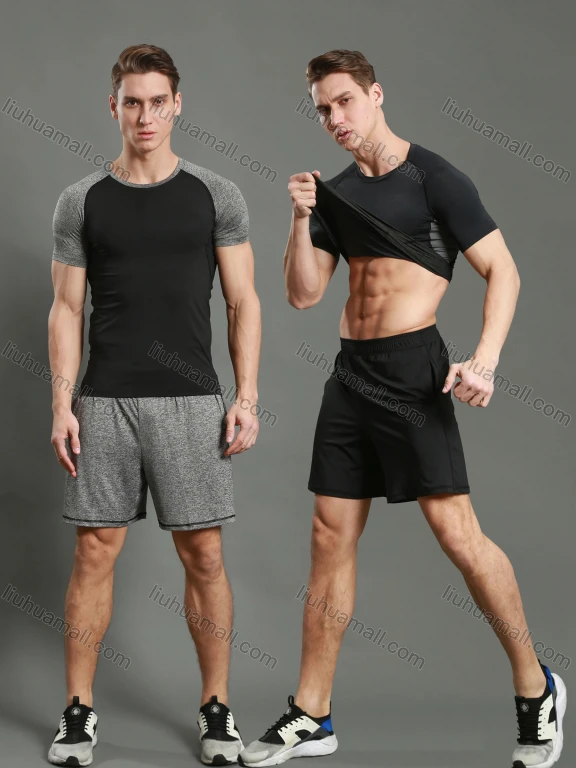 Wholesale Men's Plain Athletic Workout Elastic Waist Shorts 12019#
