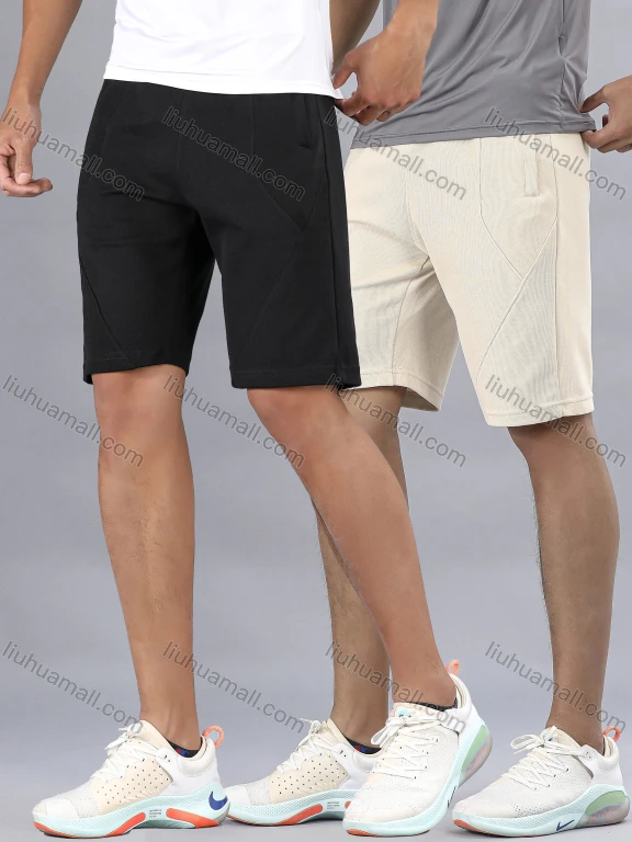 Wholesale Men's Plain Athletic Workout Drawstring Elastic Waist Shorts Y7146#