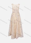Wholesale Women's Elegant Sleeveless V Neck Sequin Rhinestone Pearl Appliques Evening Dress - Liuhuamall