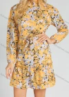 Wholesale Women's Mock Neck Floral Print Belted Knee Length Dress - Liuhuamall