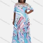 Wholesale Women's Plus Size Abstract Print Splicing Sheer Lace Embroidery Pleated Hem Maxi Dress DZ-706# preview