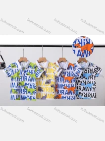 Wholesale Boys Fashion Allover Dinosaur & Letter Print Casual Polo Shirt 7705#, LIUHUA CLOTHING WHOLESALE