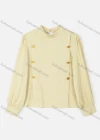 Wholesale Women's Causal Mock Neck Long Sleeve Button Decor Plain Blouse - Liuhuamall