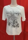 Wholesale Women's Casual Rhinestone Appliques Round Neck Short Sleeve Tee - Liuhuamall