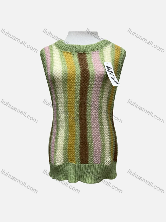 Wholesale Women's Casual Colorblock Striped Knit Sweater 60862#