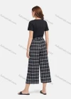 Wholesale Women's Casual Plaid Print High Waist Lace Up Wide Leg Pants - Liuhuamall