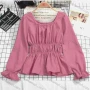 Wholesale Women's Casual Scoop Neck Poet Sleeve Plain Blouse preview
