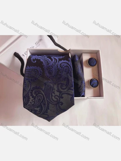 Wholesale Men's Fashion Paisley Embroidery Tie & Pocket Square & Cufflinks Sets