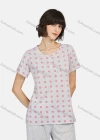 Wholesale Women's Polka Dot Button Front Short Sleeve Tops & Plain Knee Length Pants 2 Piece Lounge Pajamas Set A17# - Liuhuamall