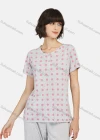 Wholesale Women's Polka Dot Button Front Short Sleeve Tops & Plain Knee Length Pants 2 Piece Lounge Pajamas Set A17# - Liuhuamall