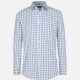 Men's Casual Collared Plaid Print Patch Pocket Button Down Curved Hem Long Sleeve Shirt Blue Clothing Wholesale Market -LIUHUA