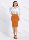 Wholesale Women's Elegant Plain Buckle Decor Knee Length Pencil Skirt - Liuhuamall