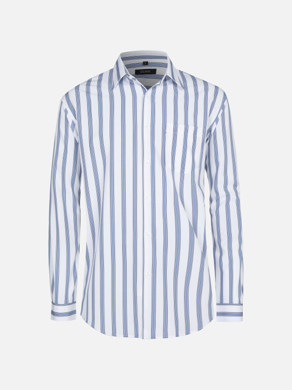 Men's Casual Collared Striped Print Patch Pocket Button Down Long Sleeve Shirt, Clothing Wholesale Market -LIUHUA, Men, Men-s-Tops, Men-s-Hoodies-Sweatshirts