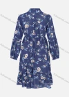 Wholesale Women's Causal Tie Neck Long Sleeve Floral Print Viscose Midi Dress - Liuhuamall