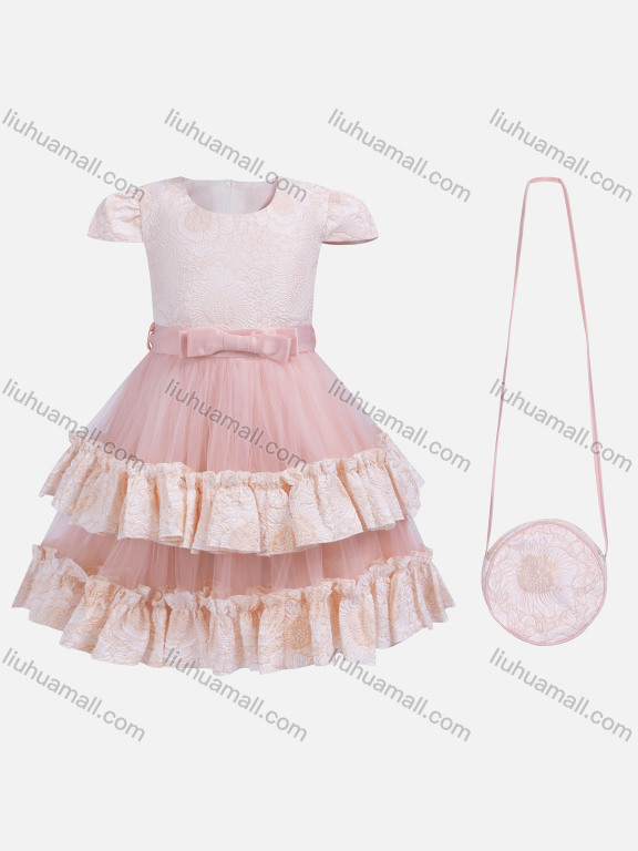 Wholesale Girls Cute Floral Lace Up Splicing Lace Flower Girl Dress 230605#