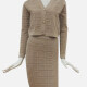 Women's Elegant Plain Cardigan & Pencil Skirt 2-Piece Set 113# Khaki Clothing Wholesale Market -LIUHUA