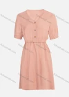 Wholesale Women's Casual Plain V Neck Button Front Knee Length Ruched A-Line Dress - Liuhuamall