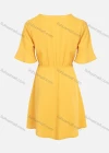Wholesale Women's Causal V-Neck Trumpet Sleeve Button Pleated Dress - Liuhuamall