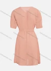 Wholesale Women's Casual Plain V Neck Button Front Knee Length Ruched A-Line Dress - Liuhuamall