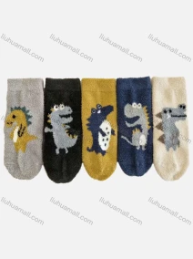 Wholesale Kid's Cute Dinosaurs Graphic Crew Ankle Cotton Socks (10 Piece of Pack ), LIUHUA CLOTHING WHOLESALE