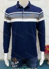 Wholesale Men's Casual Striped Colorblock Long Sleeve Polo Shirt - Liuhuamall
