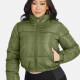 Women's Fashion Stand Collar Pockets Zipper Crop Puffer Jacket 221# Olive Drab Clothing Wholesale Market -LIUHUA