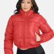 Women's Fashion Stand Collar Pockets Zipper Crop Puffer Jacket 221# Red Clothing Wholesale Market -LIUHUA