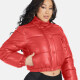 Women's Fashion PU Leather Stand Collar Button Down Crop Puffer Jacket 552# Red Clothing Wholesale Market -LIUHUA