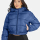 Women's Fashion Hooded Crop Zipper Puffer Jacket 208# Medium Blue Clothing Wholesale Market -LIUHUA