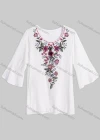 Wholesale Women's Casual Floral Pearl Decor Scoop Neck Ruffle Sleeve Blouse HF9278-2# - Liuhuamall