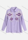 Wholesale Women's Casual Floral Embroidered Collared Drop Shoulder Button Down Long Sleeve Blouse LH55-1 - Liuhuamall