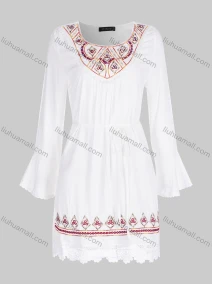 Wholesale Women's Casual Pearl Decor Ruched Lace Trim Scoop Neck Drawstring Long Sleeve Tunic A359#, LIUHUA CLOTHING WHOLESALE