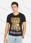 Wholesale Men's Rhinestone Bear Graphic Round Neck Slim Fit Casaul Tee - Liuhuamall