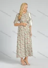 Wholesale Women's Casual Floral Painting Button Belted Maxi Dress - Liuhuamall