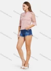 Wholesale Women's Casual Ruffle Neck Heart Print Lace Sleeve Tie Front Blouse - Liuhuamall