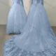 Wholesale Women's Glamorous Sweetheart Short Sleeeve Sequin Lace Up Back Appliques Floor Length Wedding Dress 3033-1# Light Blue Clothing Wholesale Market Liuhua