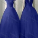 Wholesale Women's Elegant Wedding Sweetheart Cap Sleeve Lace Up Pearl Decor Maxi Bridesmaid Dress 803# Medium Blue Clothing Wholesale Market Liuhua