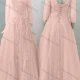 Wholesale Women's Elegant Wedding Bateau Neck 3/4 Sleeve Lace Up Pearl Decor Floor Length Bridesmaid Dress 2211# Pink Clothing Wholesale Market Liuhua