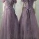 Wholesale Women's Elegant Wedding Off Shoulder Lace Up Pearl Decor Floor Length Bridesmaid Dress 2203# Light Purple Clothing Wholesale Market Liuhua