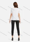 Wholesale Women's Casual Plain Pearl Decor Embroidery Scallop Hem Tee & Lace Splicing Cropped Pant Set - Liuhuamall