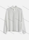 Wholesale Women's Elegant Keyhole Neck Long Sleeve Ruched Plain Blouse 533997# - Liuhuamall