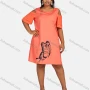 Wholesale Women's Casual Butterfly Print Cold Shoulder Short Dress preview