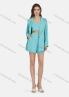 Wholesale Women's Casual Plain Spaghetti Strap Crop Top & High Waist Shorts & One Button Lapel Long Sleeve Coat 3 Piece N8785# - Liuhuamall