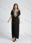 Wholesale Women's Batwing Sleeve Vintage Embroidered Maxi Kaftan - Liuhuamall