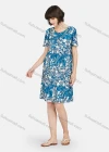 Wholesale Women's Milk Silk Floral Print Round Neck Patchwork Short Sleeve Lounge Soft Nightdress A02# - Liuhuamall