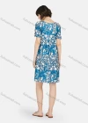 Wholesale Women's Milk Silk Floral Print Round Neck Patchwork Short Sleeve Lounge Soft Nightdress A02# - Liuhuamall