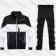 Wholesale Men's Athletic Workout Splicing Colorblock Stand Neck Zip Jacket & Elastic Waist Ankle Length Joggers 2 Piece Set 9971# Black+White Clothing Wholesale Market Liuhua