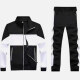 Men's Athletic Workout Splicing Colorblock Stand Neck Zip Jacket & Elastic Waist Ankle Length Joggers 2 Piece Set 9971# Black+White Clothing Wholesale Market -LIUHUA